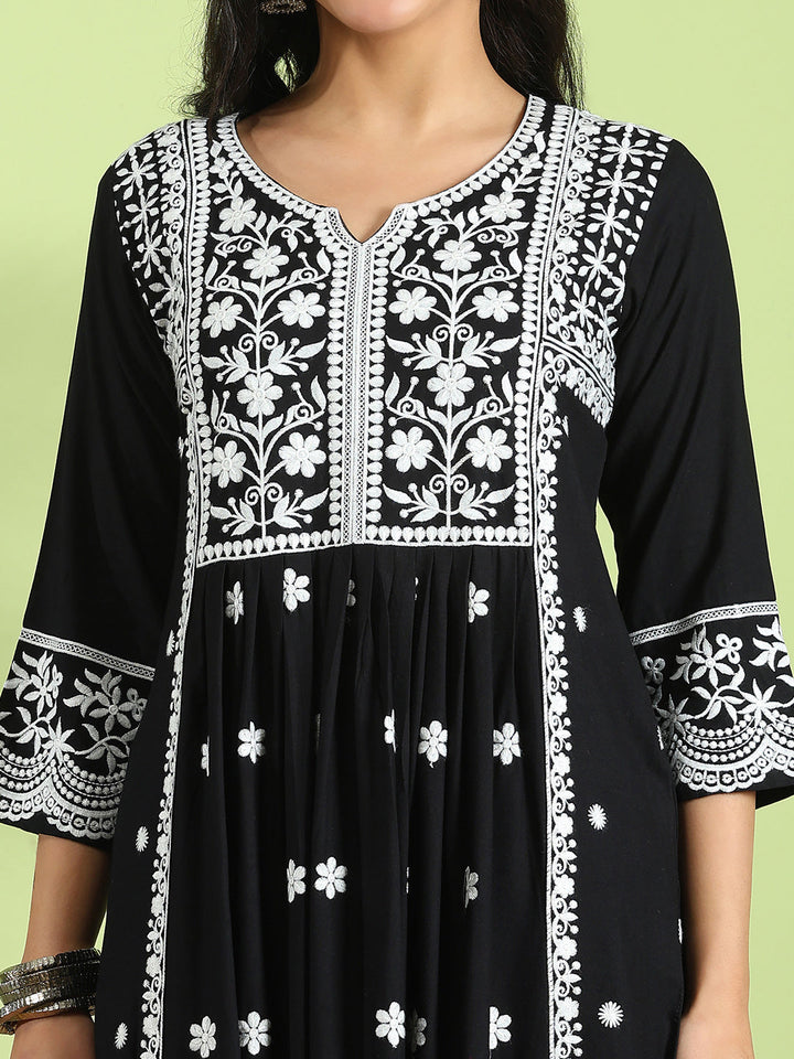 Embroidered Cotton Kurta With Pant &amp; Dupatta