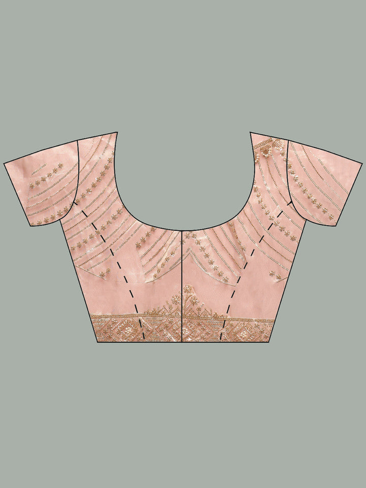 Pearl &amp; Sequin Embroidered Tissue Saree