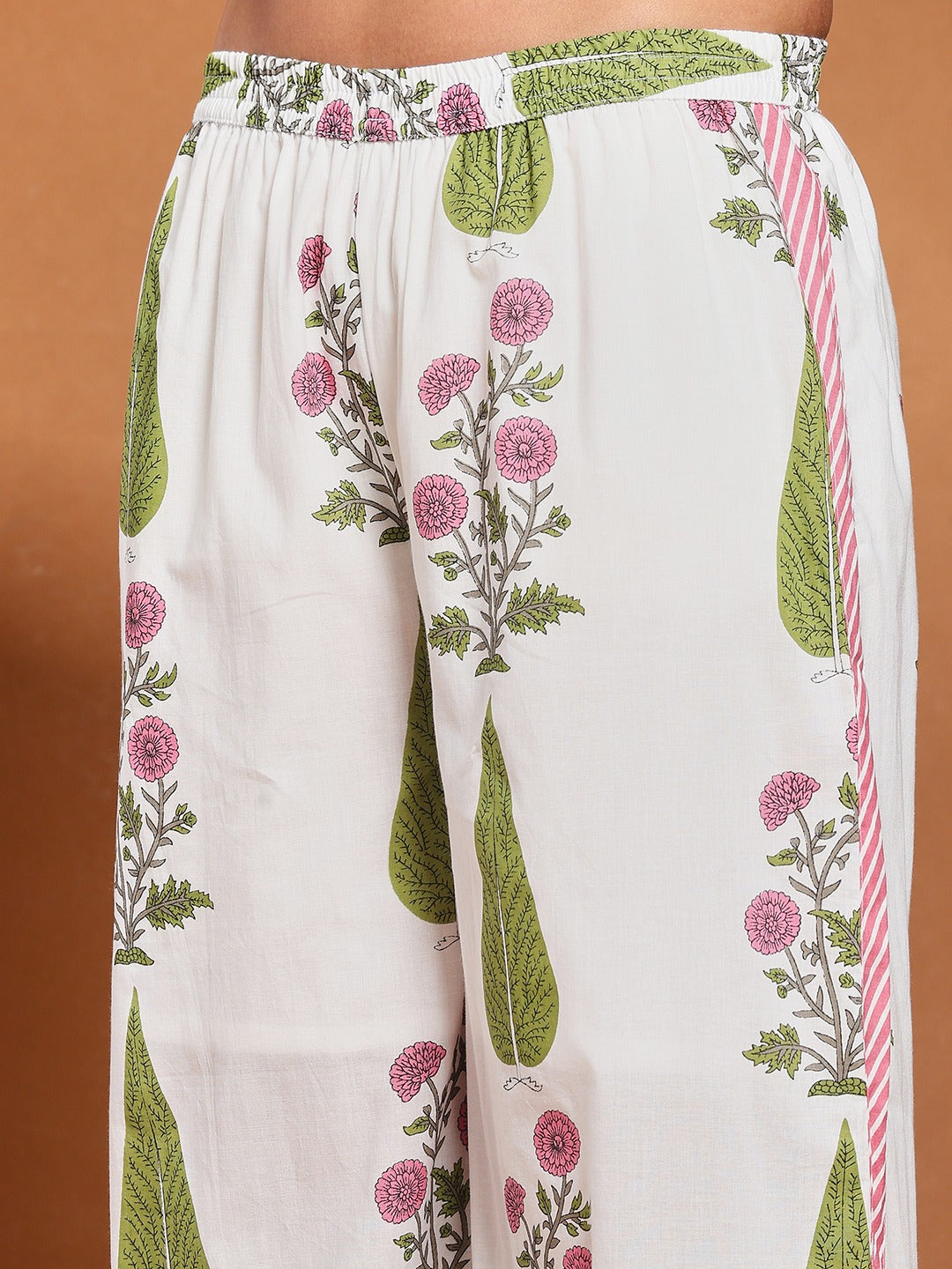 Printed Cotton Blend Kurta With Pant &amp; Dupatta