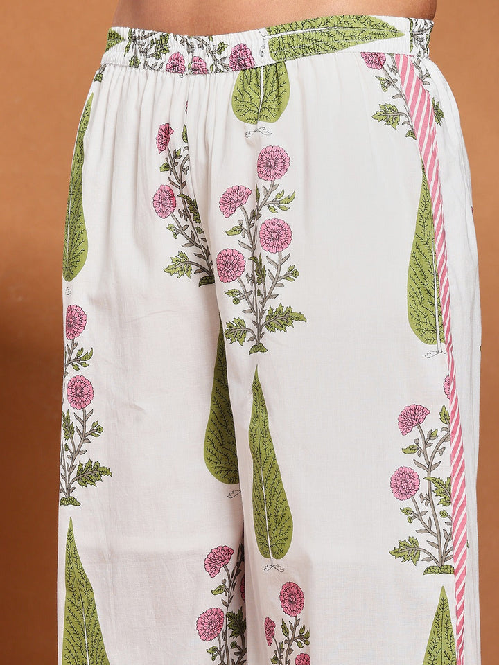 Printed Cotton Blend Kurta With Pant &amp; Dupatta