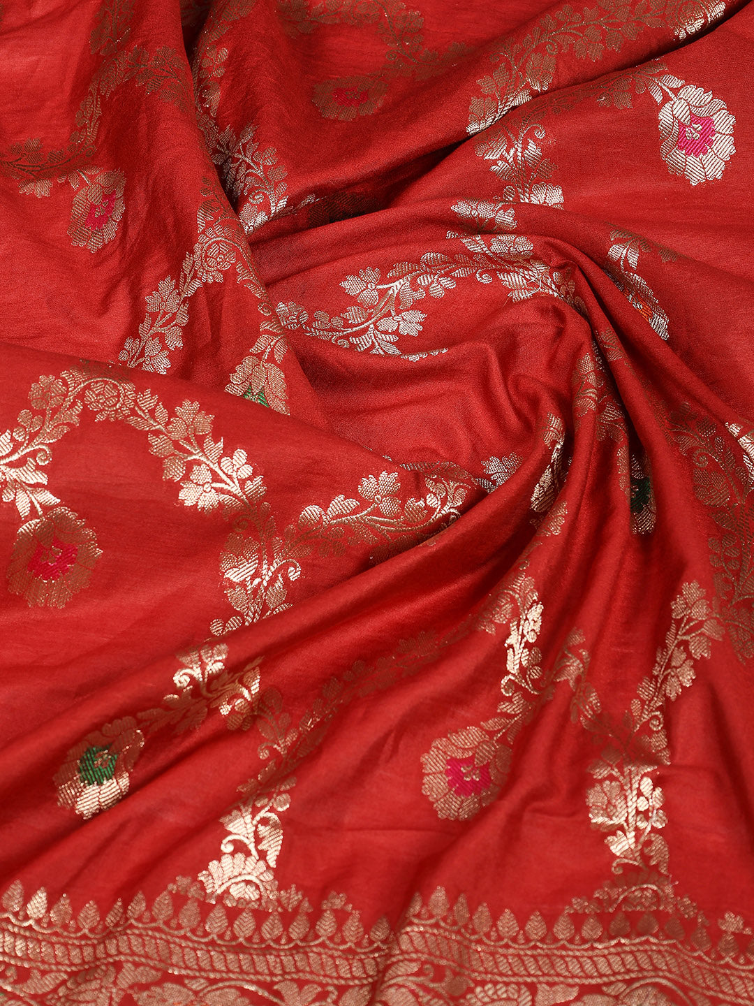 Zari Border Booti Cotton Blend Woven Saree