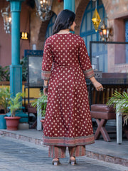 Printed Cotton Kurta With Pants & Dupatta