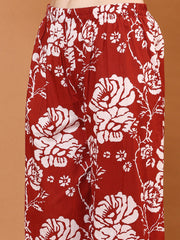 Floral Print Cotton Kurta With Palazzo