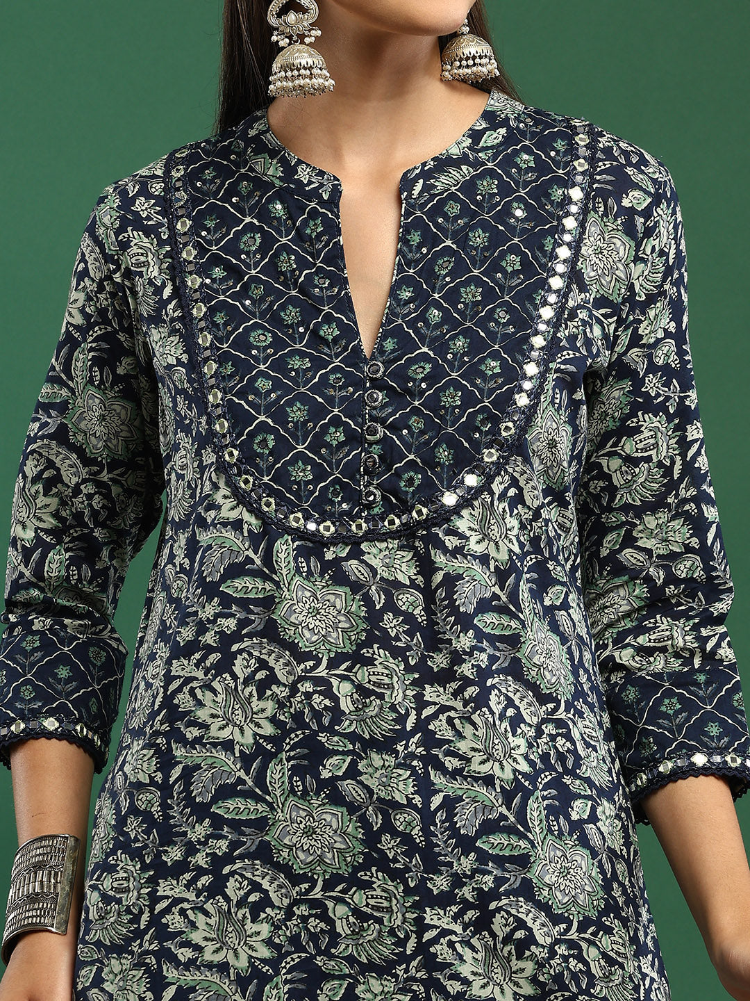 Printed Cotton Blend Kurta With Pant &amp; Dupatta
