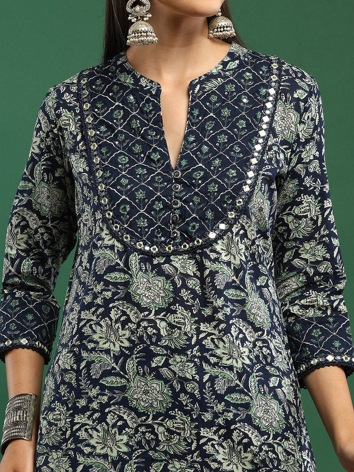 Printed Cotton Blend Kurta With Pant &amp; Dupatta