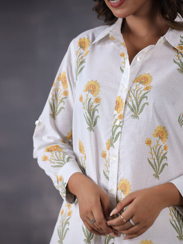 Floral Printed Cotton Blend  Kurta With Pants