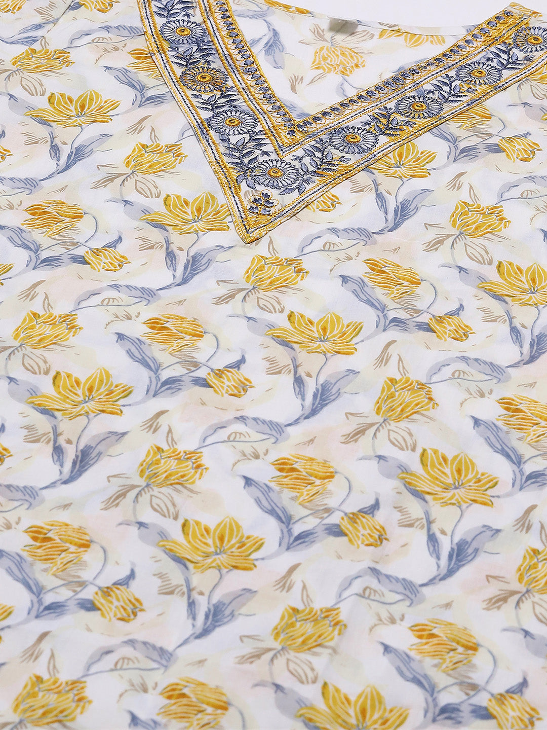 Printed Cotton Blend Kurta &amp; Pants