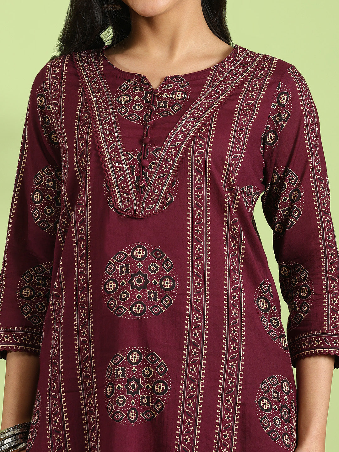 Printed Cotton Kurta With Pant &amp; Dupatta