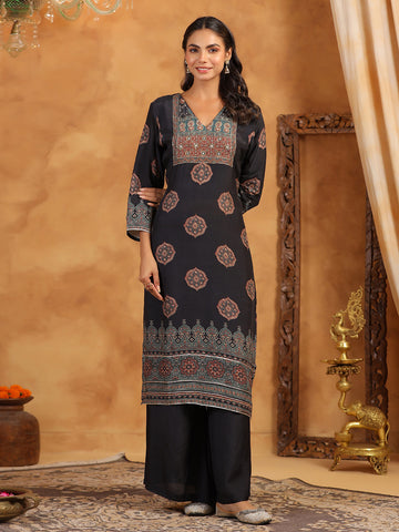 Printed Muslin Kurta With Pants & Dupatta