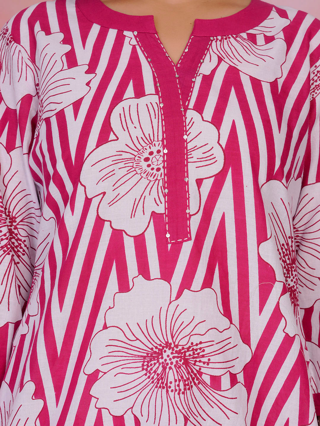 Printed Cotton Blend Kurta With Pants