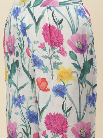 Floral Printed Muslin Kurti With Pants