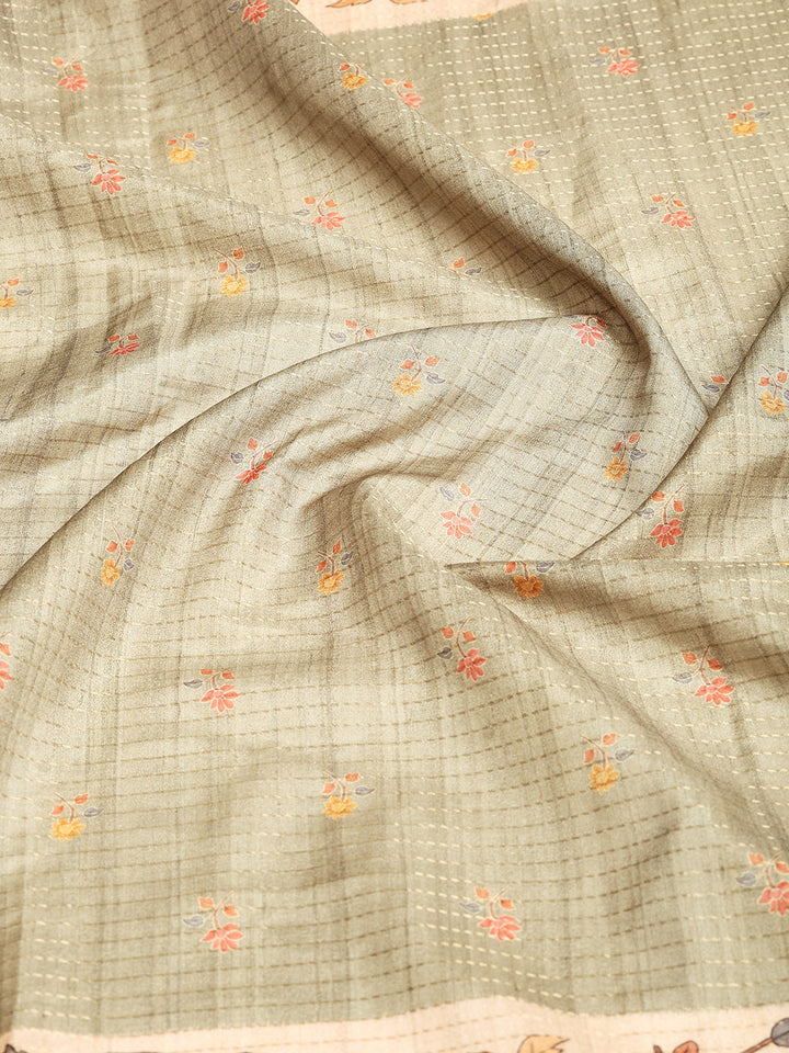 Printed Tussar Saree