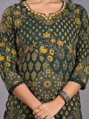 Printed Cotton Blend Kurta With Pants