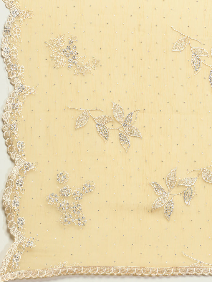 Sequins Embroidery Chinon Unstitched Suit Piece With Dupatta