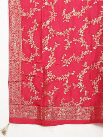 Woven Booti Chanderi Unstitched Suit Piece With Dupatta