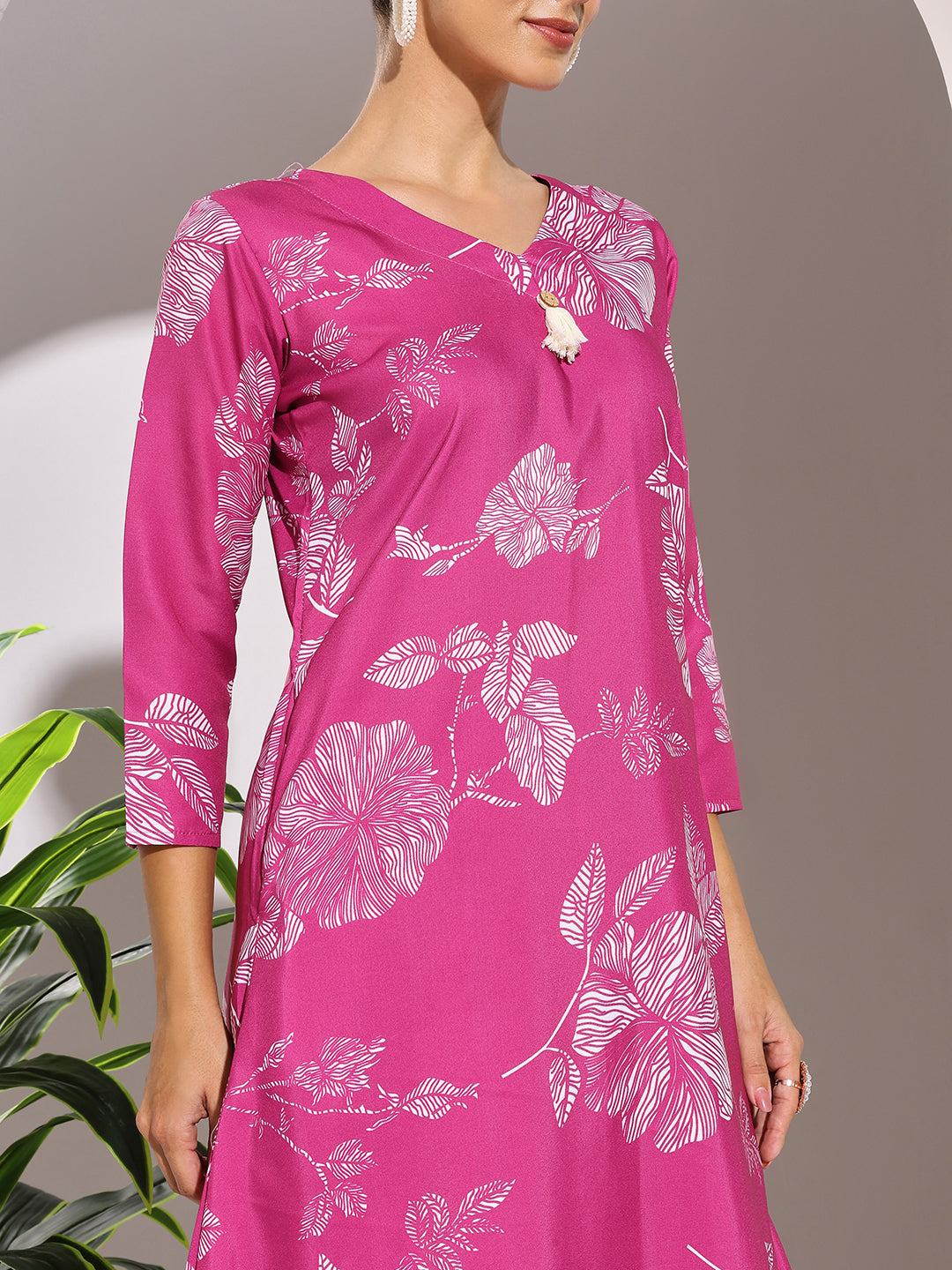 Digital Printed Cotton Blend Kurta With Pants