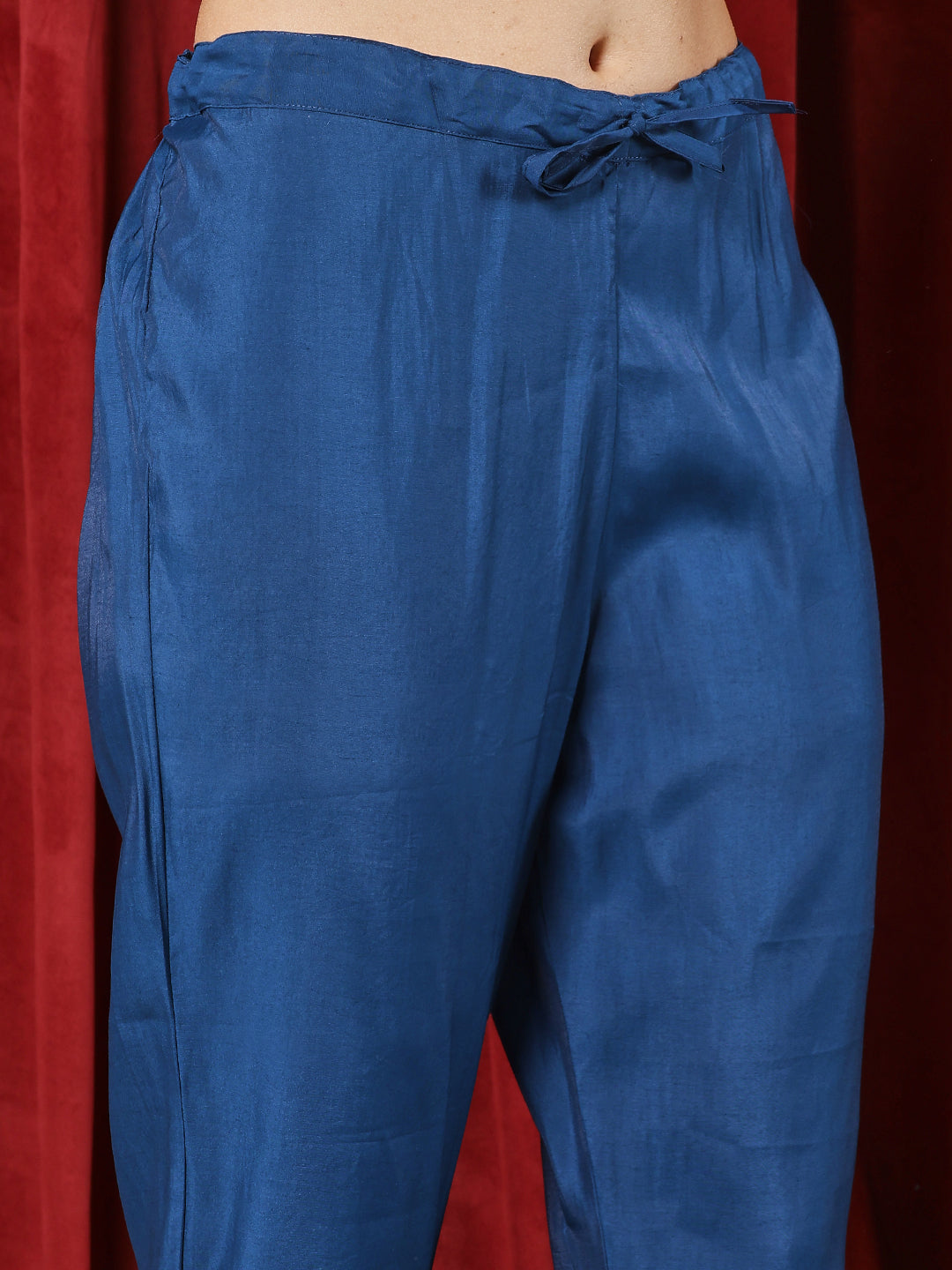 Printed Chanderi Kurta With Pants & Dupatta