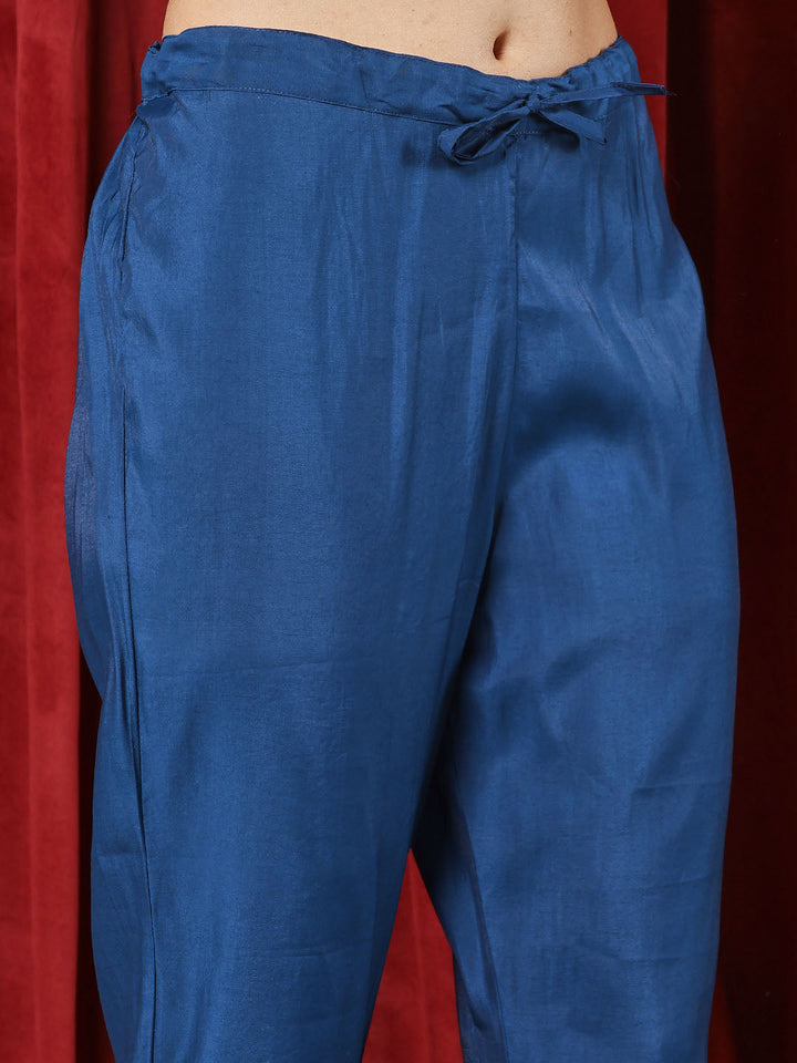 Printed Chanderi Kurta With Pants &amp; Dupatta