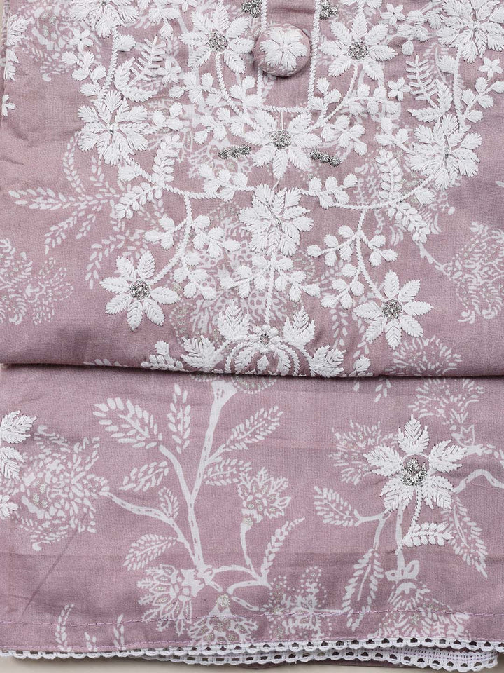 Neck Embroidery Chanderi Unstitched Suit Piece With Dupatta
