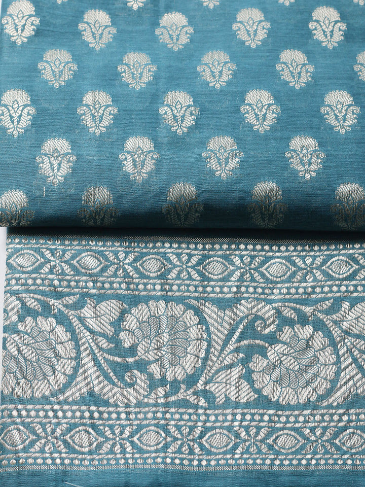 Banarasi Chanderi Unstitched Suit With Pant &amp; Dupatta