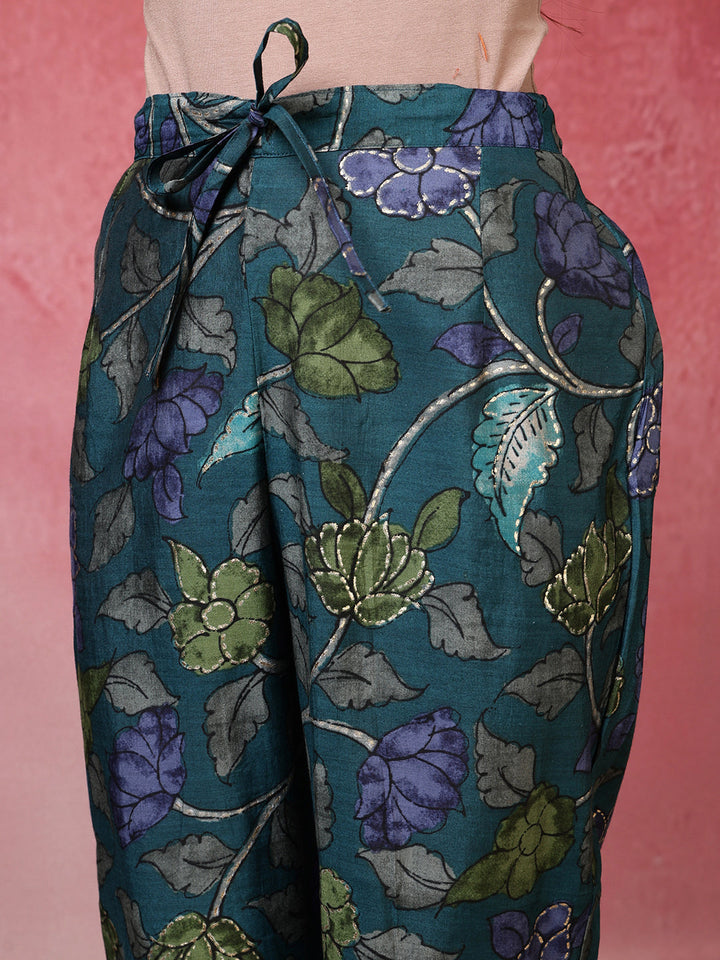 Printed Cotton Blend Kurta With Pants