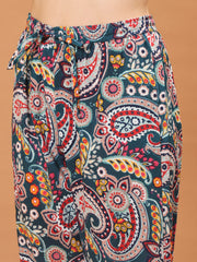 Floral Printed Cotton Kurta With Pants