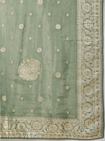 Woven Tissue Unstitched Suit Piece With Dupatta