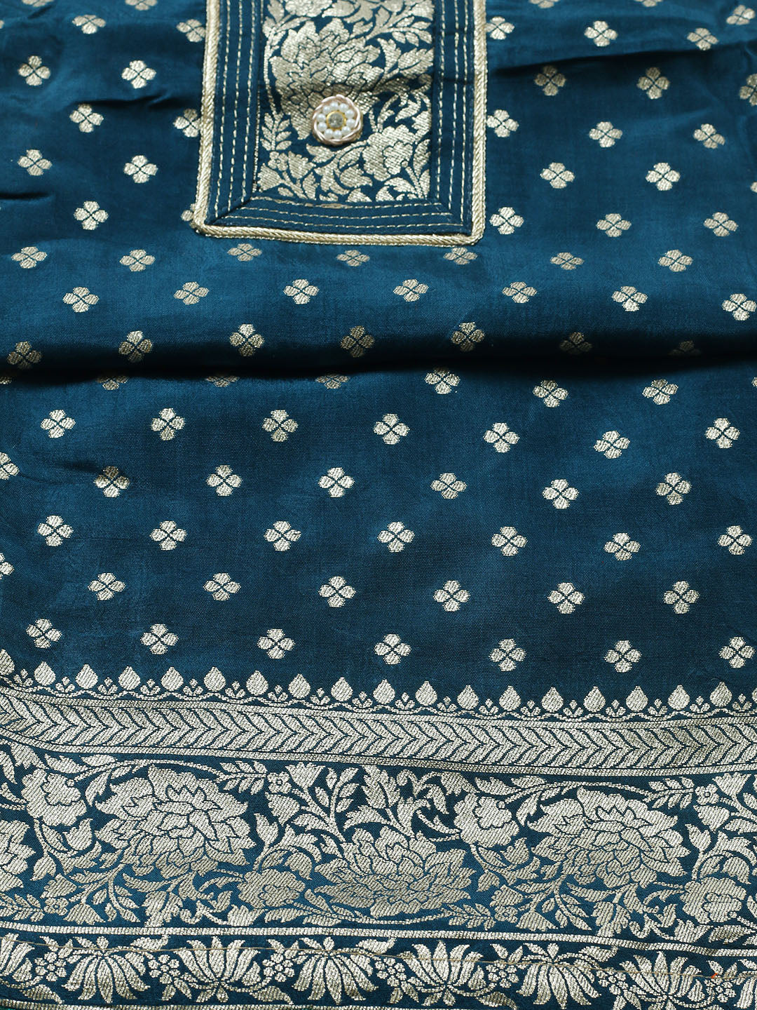 Woven Design Chanderi Unstitched Suit With Pant &amp; Dupatta