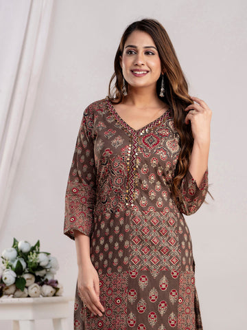 Printed Cotton Kurti With Pants