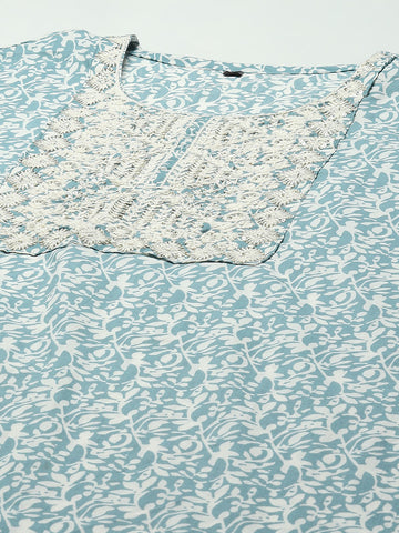 Yoke Embroidery Cotton Kurta Set