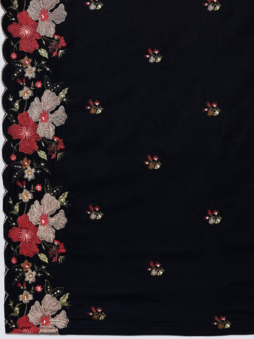 Embroidered Velvet Unstitched Suit Piece With Dupatta