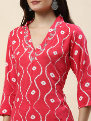 Printed Cotton Kurta With Pants