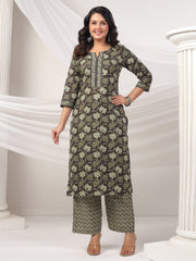 Printed Cotton Blend Kurta With Pants & Dupatta