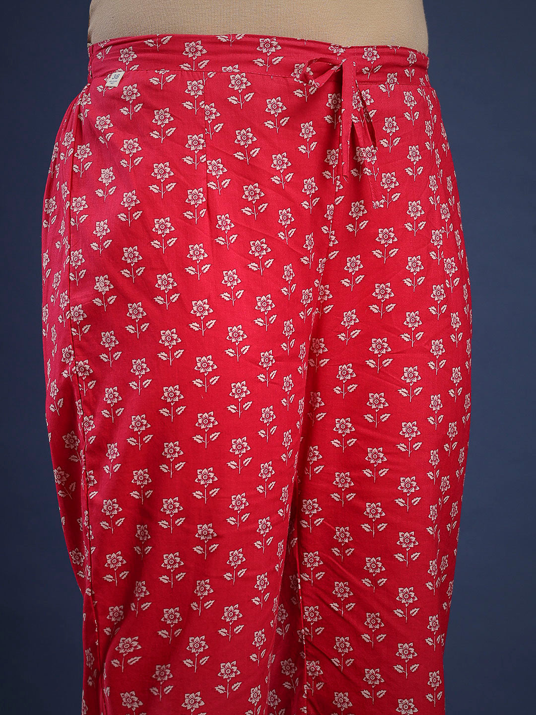 Hot Pink Cotton Blend Printed A Line Suit Set