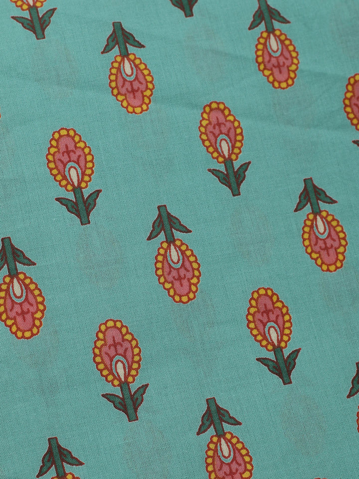 Embroidered Cotton Blend Unstitched Suit With Pant &amp; Dupatta