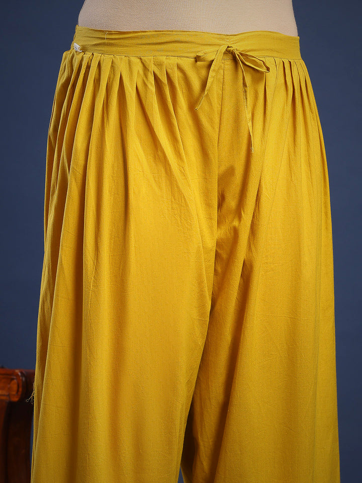 Embroidered Cotton Kurta With Pant &amp; Dupatta