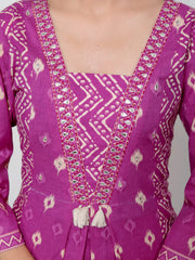 Printed Cotton Blend Kurta With Pants & Dupatta