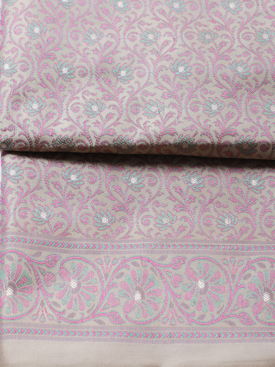 Banarasi Chanderi Unstitched Suit With Pant &amp; Dupatta
