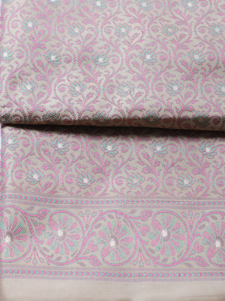 Banarasi Chanderi Unstitched Suit With Pant &amp; Dupatta