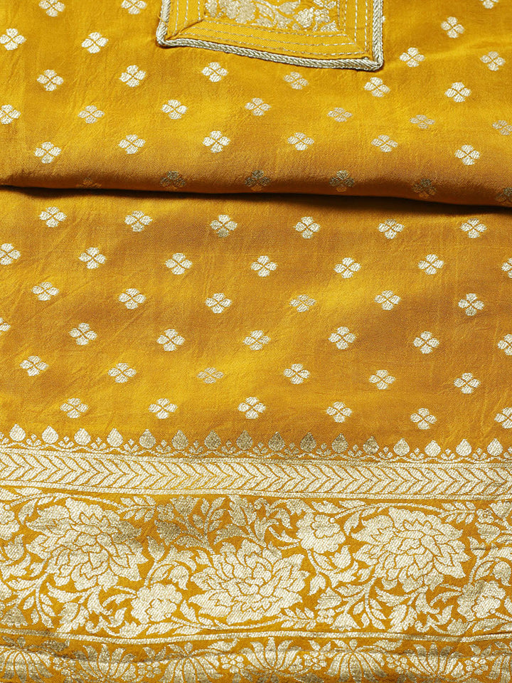 Woven Design Chanderi Unstitched Suit With Pant &amp; Dupatta