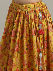 Printed & Embroidered Tissue Choli With Lehenga & Dupatta