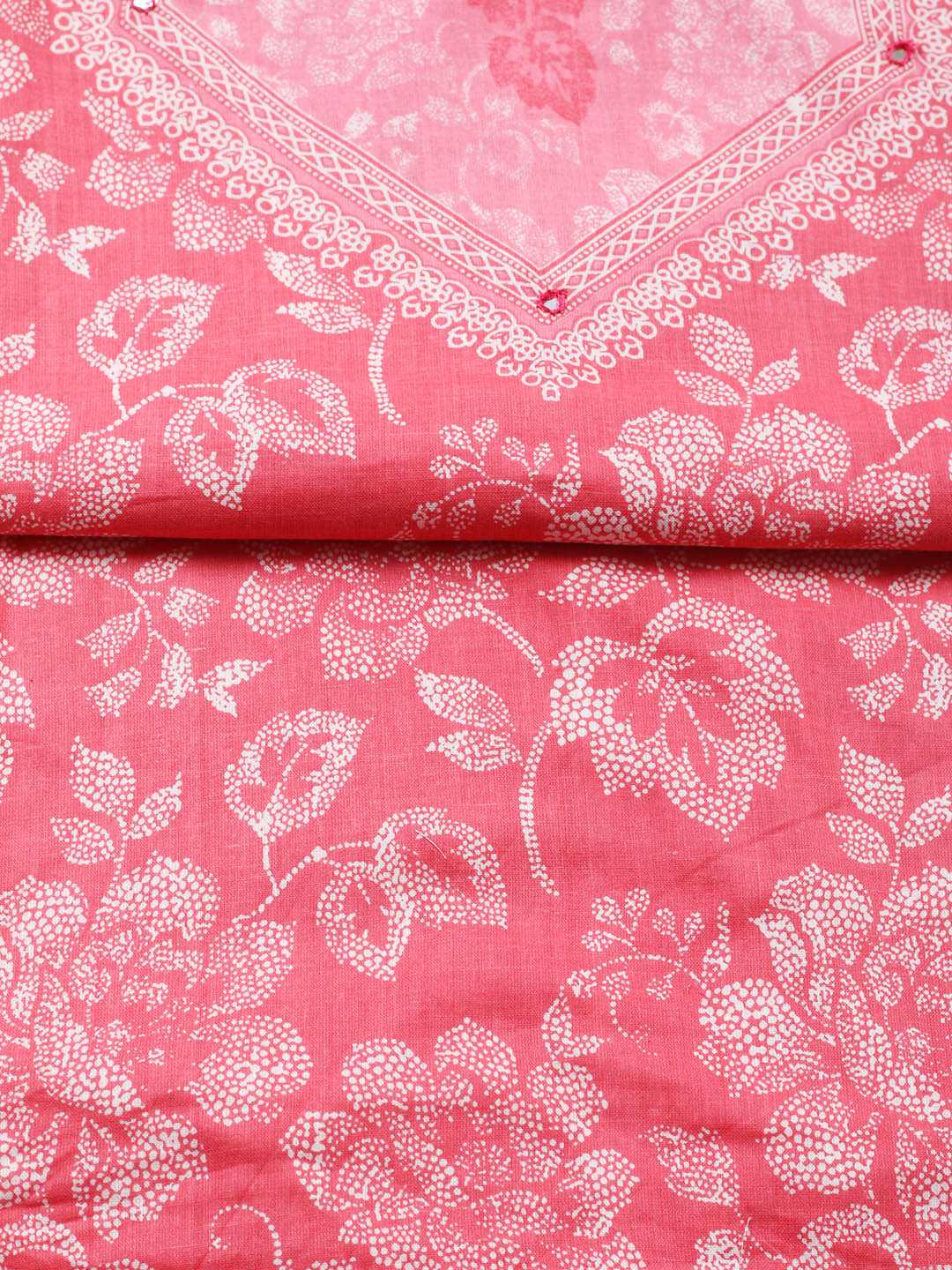 Printed Cotton Blend Unstitched Suit With Pant &amp; Dupatta