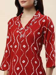 Printed Cotton Kurta With Pants