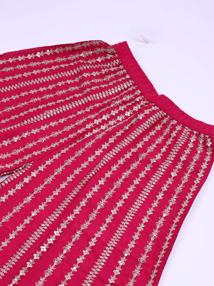 Embroidered Chinon Unstitched Suit With Pant &amp; Dupatta