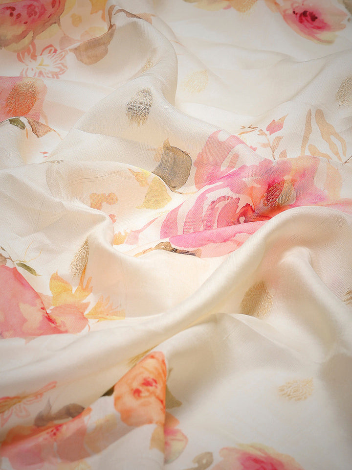 Floral Printed Tussar Saree