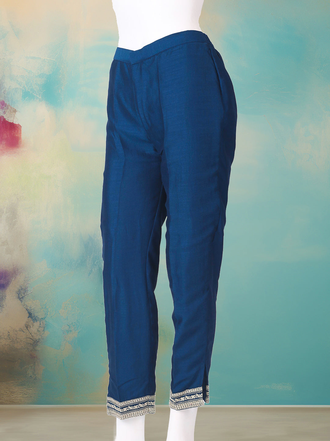 Embroidered Art Silk Kurta With Pant &amp; Dupatta