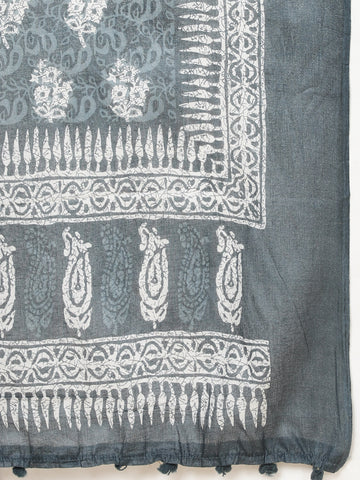 Neck Patti Embroidered Cotton Unstitched Suit Piece With Dupatta