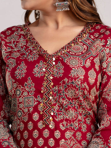 Printed Cotton Kurti With Pants