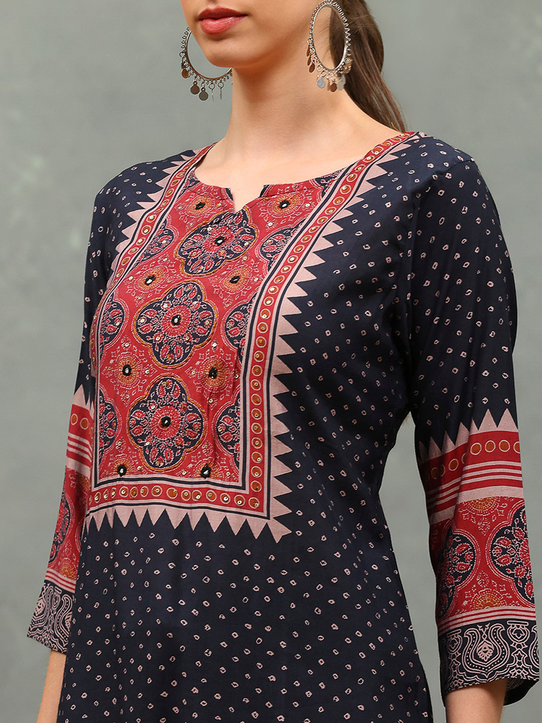 Printed Muslin Kurta With Pants & Dupatta