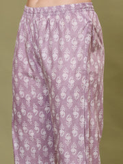 Printed Cotton Blend Kurta With Pants